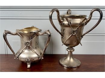 Two Antique Reed & Barton Charles River Rowing Trophies (CTF10)