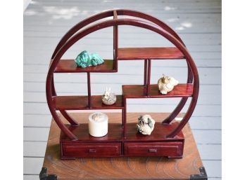 Carved Chinese Rosewood Display Rack With Collecatbles (CTF20)