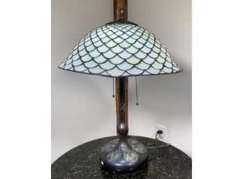Antique Leaded Glass Lily Pad Lamp (CTF20)