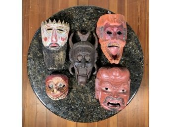 Five Painted Wooden Masks, 2 Of 2  (CTF10)