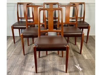 Set Of Six Teak And Leather Side Chairs (CTF20)