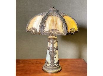 Vintage Art Nouveau Slag Panel Lamp (CTF20)