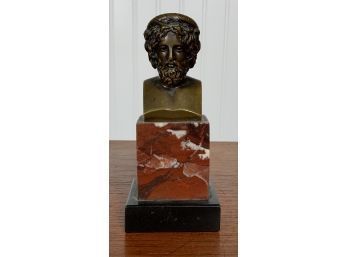 Aeskulap Bronze Bust On Marble Plinth (CTF10)