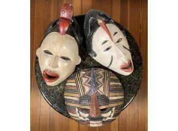Three Large Painted Wooden Masks (CTF10)