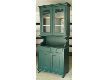 Antique Green Painted Pine Hutch (CTF50)