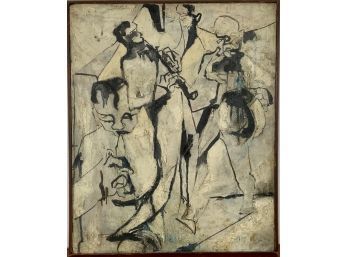 Mid-century Oil On Canvas, Jazz Musicians (CTF10)