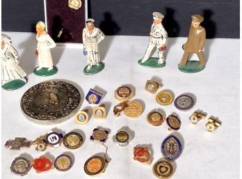 Vintage Nursing Pins And Lead Figures (CTF10)
