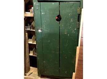 Antique Pine Green Painted Cupboard (CTF30)