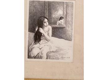 Raphael Soyer Signed Lithograph, Reflection (CTF10)