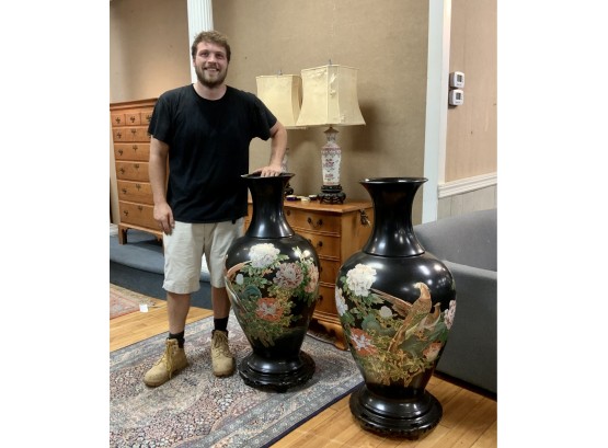 Pr. Large Chinese Lacquerware Floor Vases (CTF30)