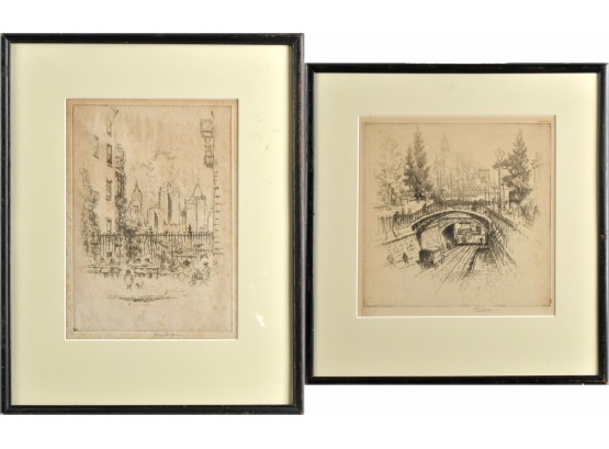 Two Joseph Pennell Etchings, Brooklyn New York, 3 Of 3 (CTF10)