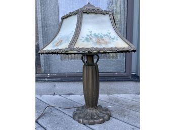 Art Nouveau Style Table Lamp With Reverse Painted Shade (CTF10)