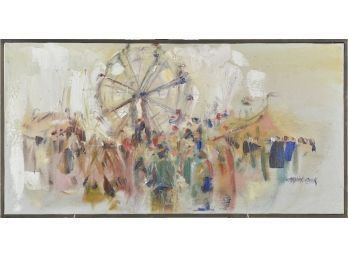 Oil On Canvas, Abstract Fair With Ferris Wheel  (CTF10)