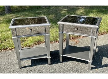 Pair Pier One Mirrored Side Tables (CTF20)