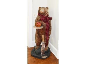 Artisan Carved Wood, Floor Standing Bear Sculpture (CTF40)