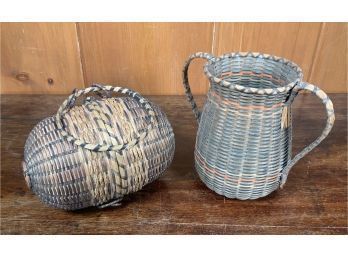 1930's Colored Ash And Sweetgrass Baskets (CTF10)