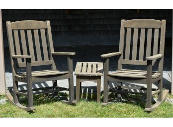 Smith & Hawken Teak Rocking Chairs With Side Table (CTF30)