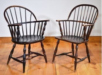 Two Antique Barrel Back Windsor Armchairs (CTF20)