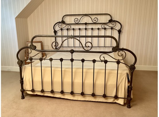 Antique French Brass & Iron King Size Bed (CTF100)