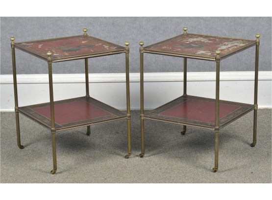 Pr Of  Antique English Brass Chinoiserie Stands (CTF20)