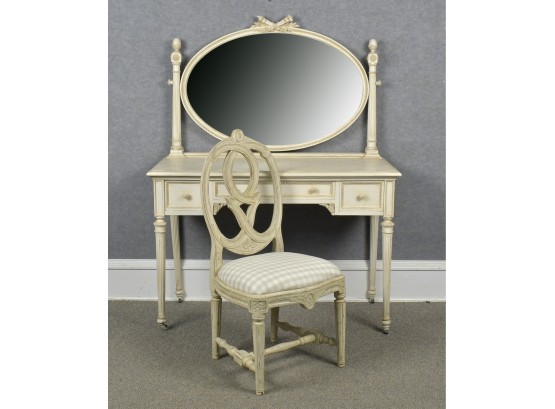 Vintage Painted Vanity And Chair (CTF30)