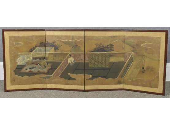 Antique Japanese Painted Folding Screen (CTF20)