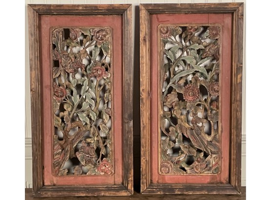 Pr. 19th C. Carved Chinese Hanging Architectural Panels (CTF20)