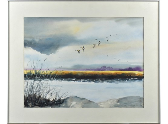 E.C. Bengert Ink And Watercolor, Geese In Flight (CTF10)
