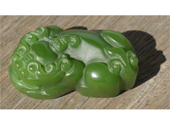 Chinese Imperial Green Jade Foo Dog Pendant (CTF10)