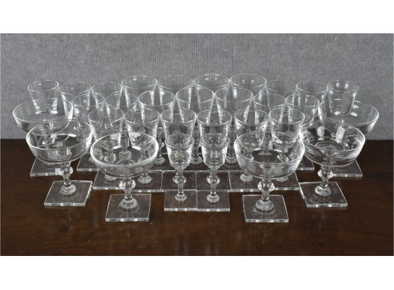 Magnificent Set Of Etched Steuben Crystal Stemware, 31pcs (CTF40)