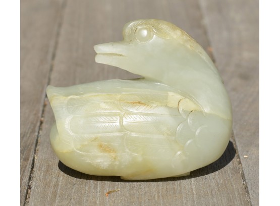 Chinese Carved Celadon Jade Duck (CTF10)