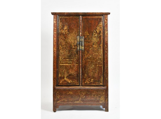 Early Chinese Canted And Chinoiserie Decorated Wardrobe (CTF60)