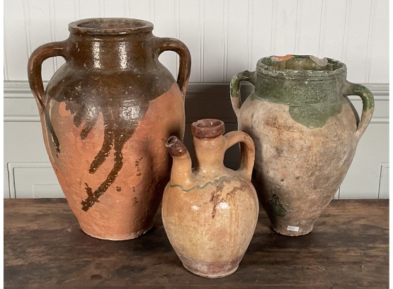 Three Antique French Terracotta Storage Vessels (CTF20)