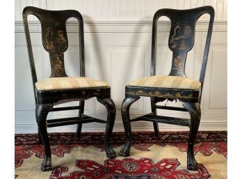 Pair Of Antique Chinoiserie Side Chairs (CTF20)