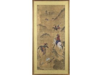 Antique Chinese Painted Scroll, Hunters (CTF10)