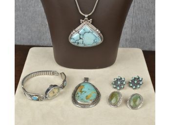 Sterling And Turquoise Jewelry Lot (CTF10)