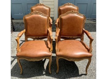 Four Leather Upholstered French Style Armchairs (CTF30)