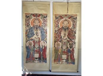 Two Antique Chinese Temple Art Works On Paper (CTF10)