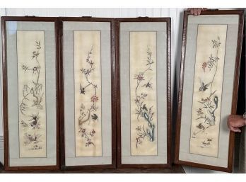 Four Antique Chinese Needleworks On Silk (CTF20)
