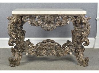Heavily Carved Italian Stone Top Console Table (CTF40)
