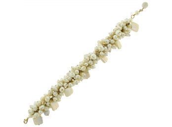 Multi Strand White Pearl Bracelet 14K (CTF10)