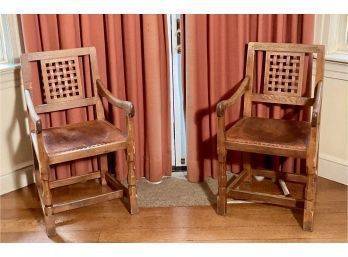 Two Arts & Crafts Oak Side Chairs (CTF20)