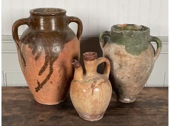 Three Antique French Terracotta Storage Vessels (CTF20)