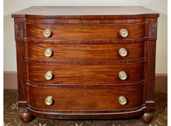 19th C. Carved Mahogany Bow Front Chest (CTF20)