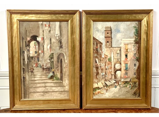 Two Signed- Antique Italian Oil Paintings (CTF10)