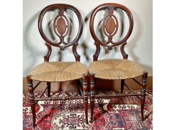 Pr.  Victorian Carved Mahogany Side Chairs (CTF10)