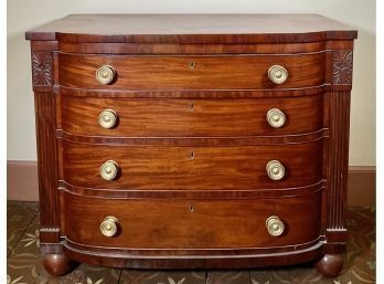 19th C. Carved Mahogany Bow Front Chest (CTF20)