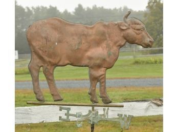 Vintage Copper Cow Weathervane With Directionals (CTF10)