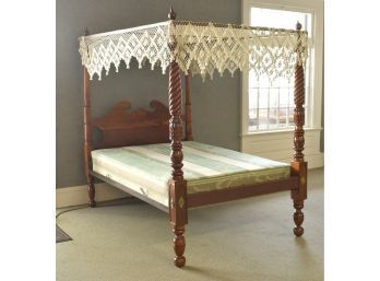 19th C. Carved Three- Quarter Size Canopy Bed (CTF60)