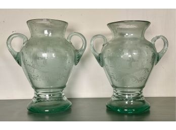 Pr. Antique Blown Glass Nautical Vases (CTF20)